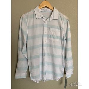 Cat & Jack Button Down Shirt Boys Size XL Long Sleeve Blue & White NWT